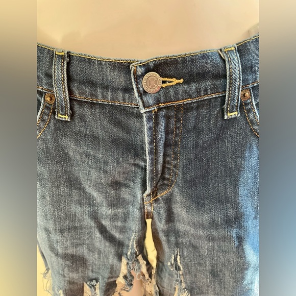 Lucky Brand Distressed Denim Jean Shorts Dark Blue Easy Rider 8/29 - Picture 8 of 11